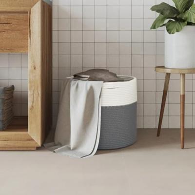 VidaXL Opbergmand ø 40x35 cm katoen grijs en wit VidaXL Opbergmand ø 40x35 cm katoen grijs en wit