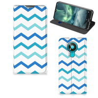 Nokia 3.4 | Hoesje met Magneet | Zigzag Blauw - thumbnail