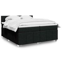 Boxspring met matras stof zwart 200x200 cm - thumbnail