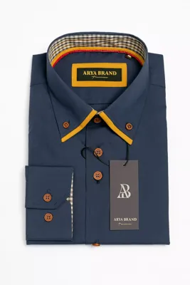 Arya Brand - Herenoverhemd - Blauw - Harde Kraag - Katoen