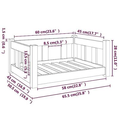 VidaXL Hondenmand 65,5x50,5x28 cm massief grenenhout zwart