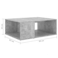 Salontafel 90x67x33 cm spaanplaat betongrijs - thumbnail