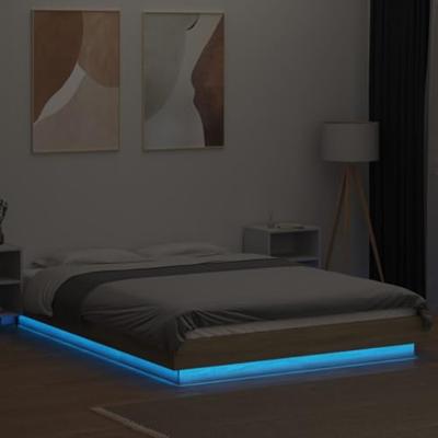 Bedframe met LED-verlichting sonoma eikenkleurig 135x190 cm