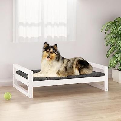VidaXL Hondenmand 95,5x65,5x28 cm massief grenenhout wit