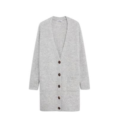 Violeta by Mango grofgebreid vest met textuur lichtgrijs