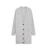 Violeta by Mango grofgebreid vest met textuur lichtgrijs - thumbnail