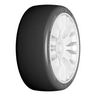GRP GT T04 Slick - XM4 Ultra Medium - Mounted on New Rigid White Wheel - 1 Pair - thumbnail