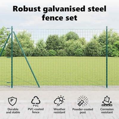 VidaXL Hek met paal groen 1,4 x 10 m staal en pvc