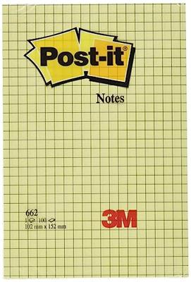 Memoblok post-it 662 102x152mm ruit geel | 6 stuks Memoblok post-it 662 102x152mm ruit geel | 6 stuks