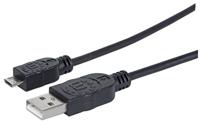 Manhattan USB-kabel USB 2.0 USB-A stekker, USB-micro-B stekker 1.80 m Zwart UL gecertificeerd 307178-CG - thumbnail