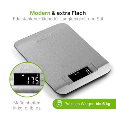 Profi Cook PC-KW 1061 Keukenweegschaal Digitaal Weegbereik (max.)=5 kg RVS, Zwart 220 x 165 x 15 - thumbnail