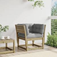 Tuinbank met armleuningen en kussens gempregneerd grenenhout - thumbnail