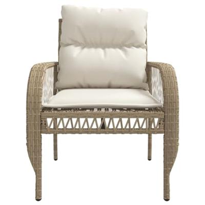 4-delige Loungeset met kussens poly rattan beige