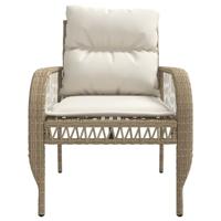 4-delige Loungeset met kussens poly rattan beige - thumbnail