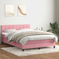 Boxspring met matras en LED fluweel roze 140x220 cm - thumbnail