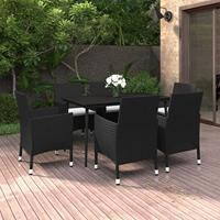 7-delige Tuinset met kussens poly rattan en glas - thumbnail
