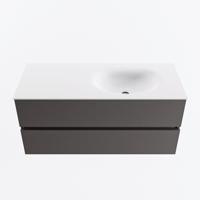 MONDIAZ VICA 110cm badmeubel onderkast Dark Grey 2 lades. Wastafel MOON rechts zonder kraangat, kleur Talc. - thumbnail
