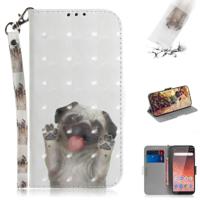 3D gekleurde tekening hond patroon horizontale Flip lederen case voor Nokia 1 Plus met houder & card slots & portemonnee - thumbnail