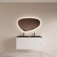 Badmeubelset BWS Riga met Asia Wastafel Zwart 120 cm Mat Wit - thumbnail