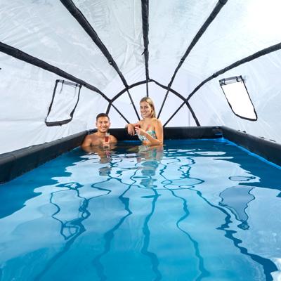 EXIT Wood zwembad 540x250x100cm met overkapping en zandfilter- en warmtepomp - bruin EXIT Wood zwembad 540x250x100cm met overkapping en zandfilter- en warmtepomp - bruin