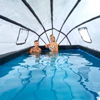 EXIT Wood zwembad 540x250x100cm met overkapping en zandfilter- en warmtepomp - bruin - thumbnail