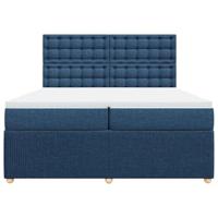 Boxspring met matras stof blauw 200x200 cm - thumbnail
