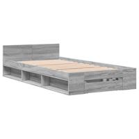 Bedframe met lade bewerkt hout grijs sonoma eiken 75x190 cm - thumbnail