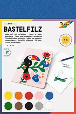 Folia zelfklevend vilt ft 20 x 30 cm, pak met 10 vel in geassorteerde kleuren - thumbnail