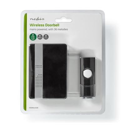 Draadloze Deurbelset | Netvoeding | Volume: 80 dB | Signaalbereik: 300 m | Instelbaar volume | 36 Melodiën