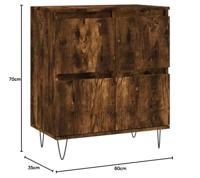 Dressoir 60x35x70 cm bewerkt hout gerookt eikenkleurig - thumbnail