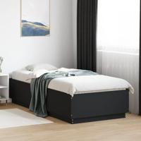 Bedframe met LED-verlichting bewerkt hout zwart 90x200 cm - thumbnail