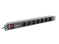 Lanberg PDU-07F-0200-BK energiedistributie 7 AC-uitgang(en) 1U Zwart - thumbnail
