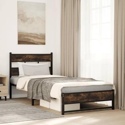 Bedframe zonder matras metaal gerookt eikenkleurig 75x190 cm