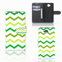 Microsoft Lumia 650 | Telefoon Hoesje | Zigzag Groen | Portemonnee hoesje - thumbnail