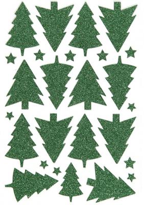 Creative glitterstickers kerstboom groen 12 x 18,5 cm 26 delig