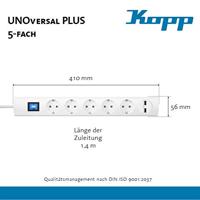 Kopp 233602000 Stekkerdoos met schakelaar 5-voudig Wit Randaarde stekker 1 stuk(s) - thumbnail