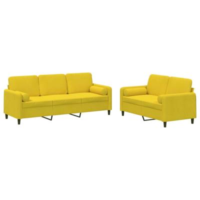 2-delige Loungeset met kussens fluweel geel - thumbnail