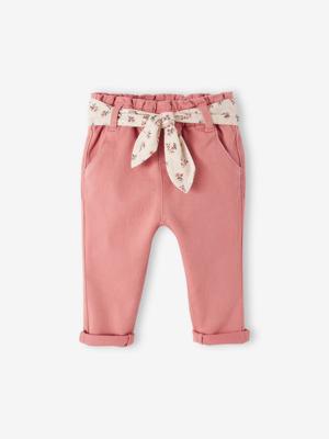 Babybroek met stoffen riem oudroze