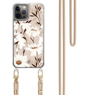 iPhone 12 (Pro) hoesje met beige koord - In bloom