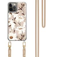 iPhone 12 (Pro) hoesje met beige koord - In bloom - thumbnail