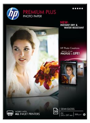 HP Premium Plus fotopapier ft A4, 300 g, pak van 20 vel, semi-glanzend HP Premium Plus fotopapier ft A4, 300 g, pak van 20 vel, semi-glanzend