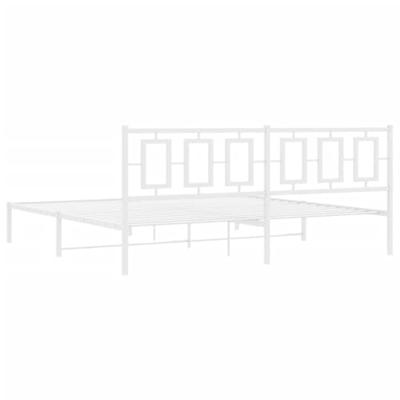 Bedframe met hoofdbord metaal wit 200x200 cm - thumbnail