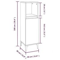 Badkamerkast 30x30x100 cm bewerkt hout grijs sonoma eikenkleur - thumbnail