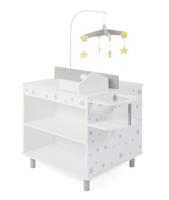 Grote houten poppen-verschoontafel met opbergruimte - Grey Stars - thumbnail