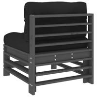 Middenbanken met kussens 2 st massief grenenhout grijs - thumbnail