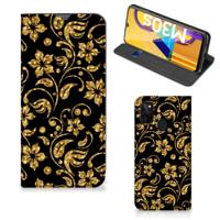 Samsung Galaxy M30s | M21 Smart Cover Gouden Bloemen - thumbnail