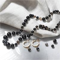 Creativ Company Mini hobbyset sieraden, halsketting en oorbellen, zwart, wit, 1 doos - thumbnail