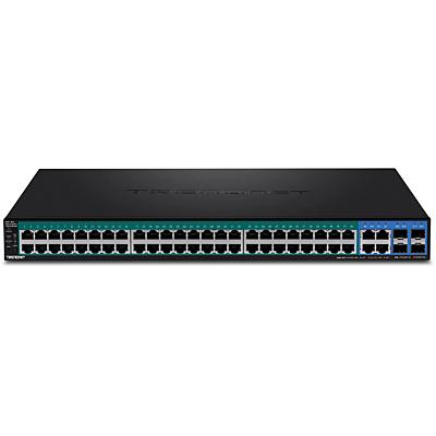 TRENDnet TPE-5240WS 52-poorts Gigabit Web Smart PoE+ Switch, zwart, 48 Gigabit PoE+ poorten, 4 gedeelde Gigabit poorten (RJ-45 of SFP), VLAN, QoS, LACP, IPv6