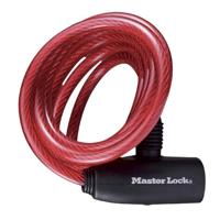 Masterlock 3 coiled cables 1,80mx Ø 8mm - vinyl cover : blue, red & transparent - 8127EURTRI - thumbnail