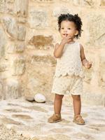 Baby set top + short in macramé vanille - thumbnail